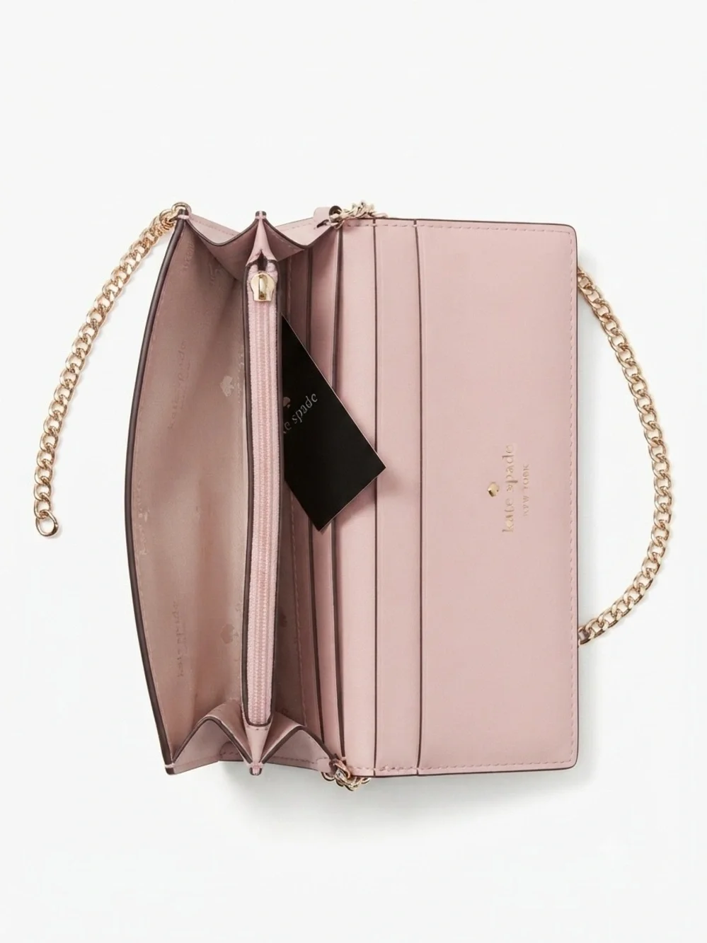Kate Spade Gemma Leather Wallet on a Chain Shoulder Bag In Pink